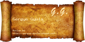 Gergye Gyula névjegykártya